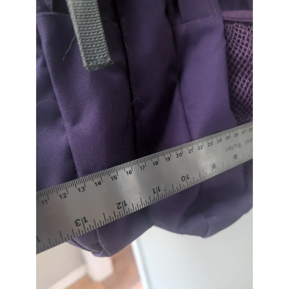 JanSport Purple Backpack Bookbag School Travel Daypack Gray Straps Zip Pockets